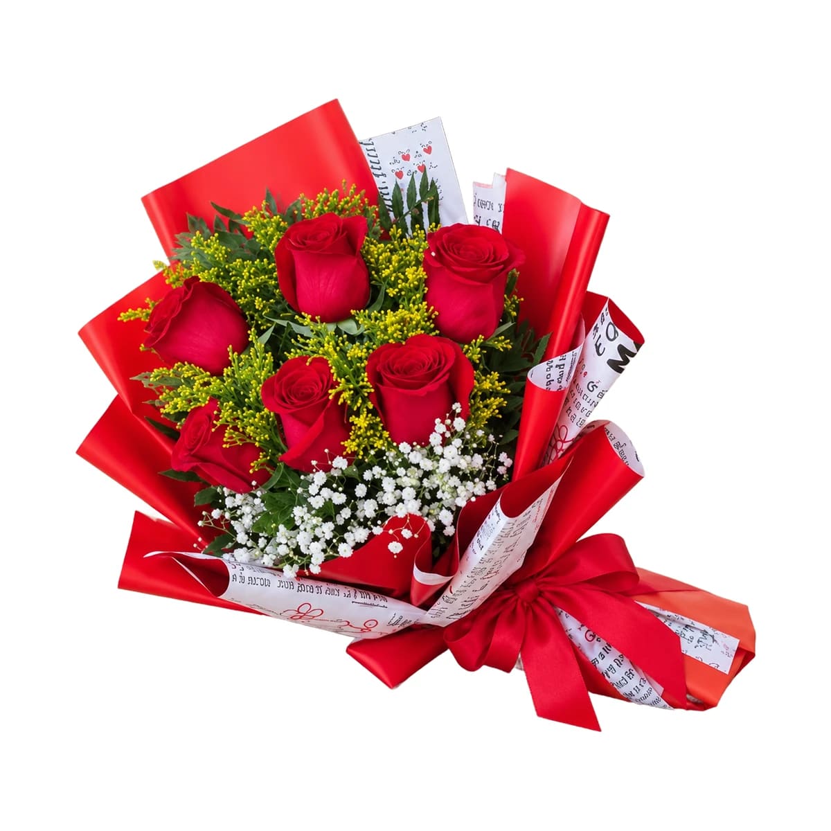 Buque Coreano Com 6 Rosas Vermelhas