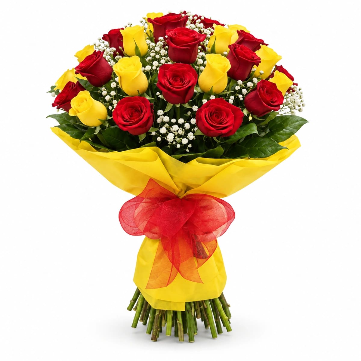 Buque com 20 Rosas Vemelhas e Amarelas