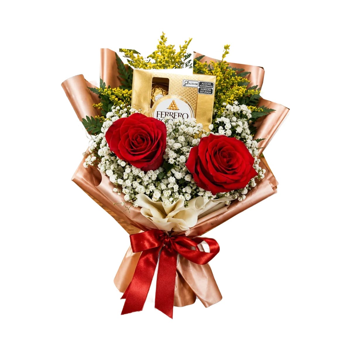 Kit Duas Rosas e Ferrero Rocher