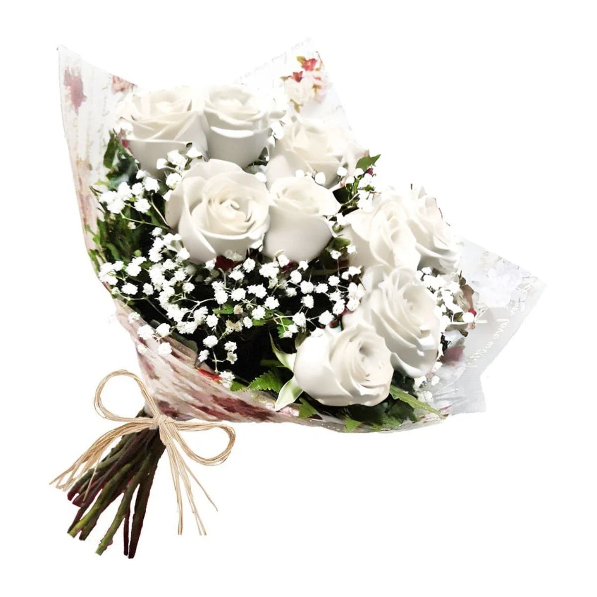 Buquê Tradicional com 12 Rosas Brancas