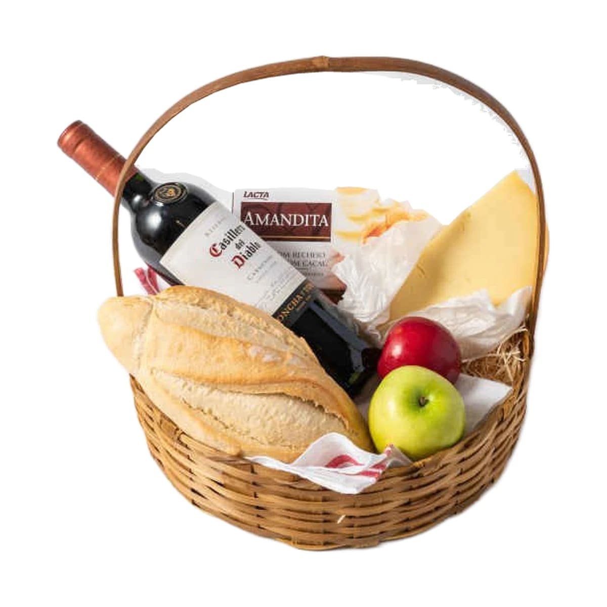 Cesta de Frutas e Vinho Tinto