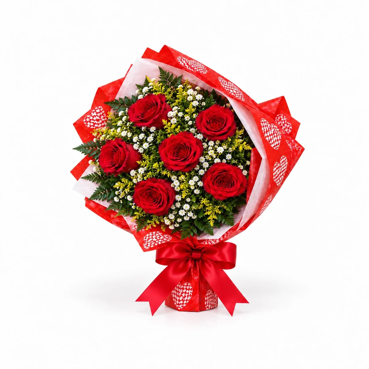 Buquê Com 6 Rosas Vermelhas