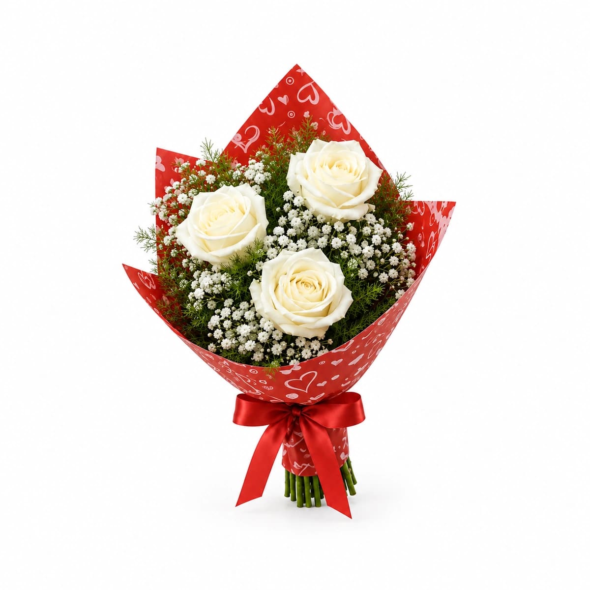Buquê de 3 Rosas Branca