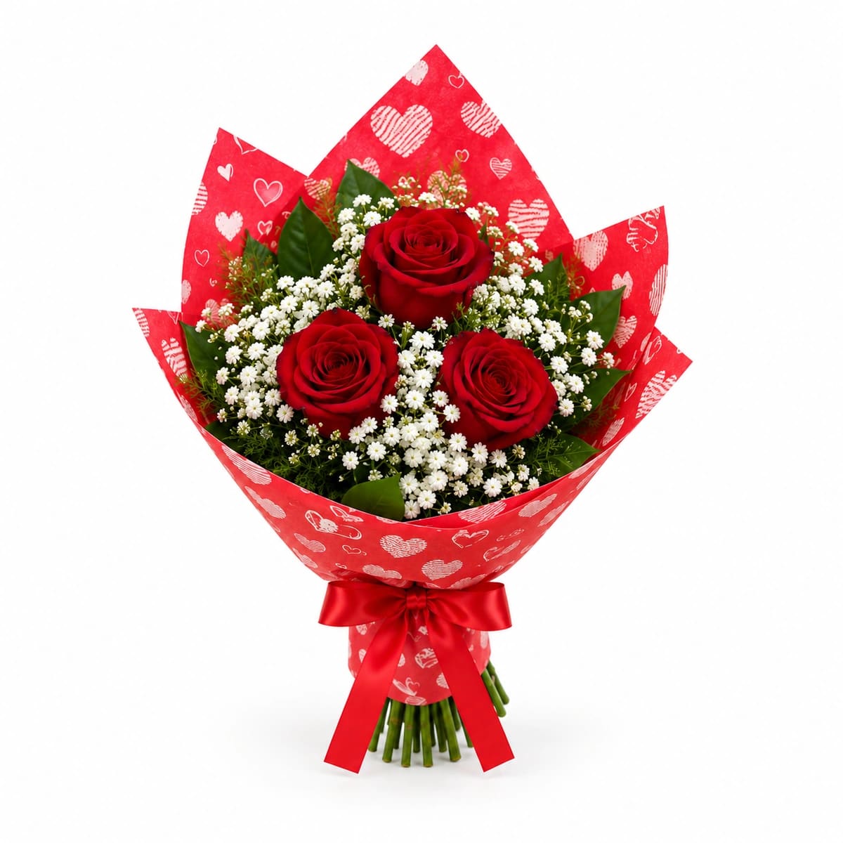 Buquê de 3 Rosas Vermelhas