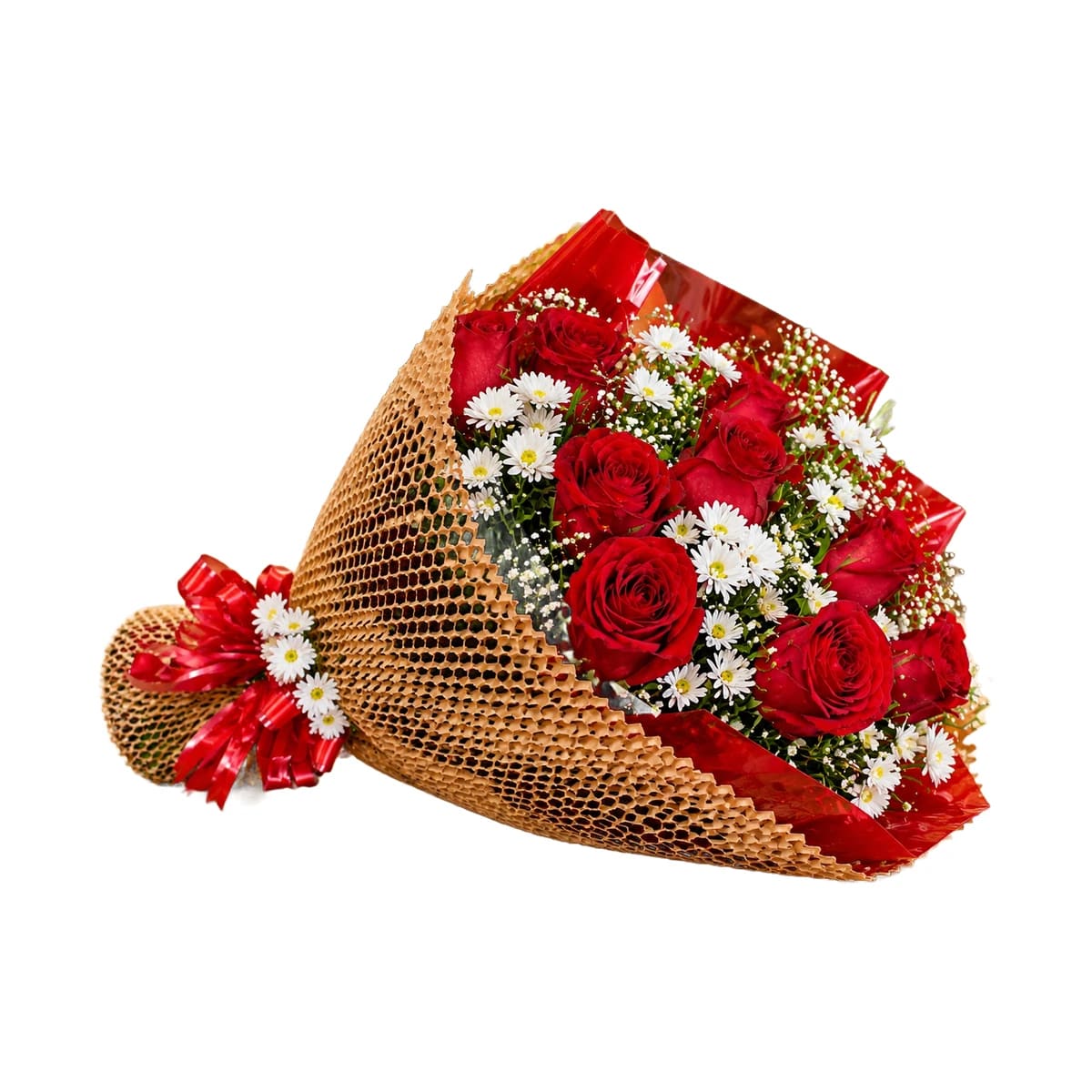Buque Com 12 Rosas Vermelhas de Luxo