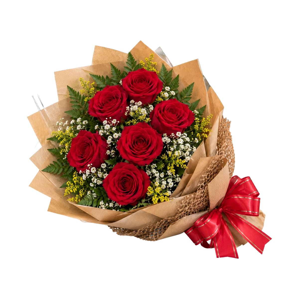 Buque com 6 Rosas Coreano Vermelhas